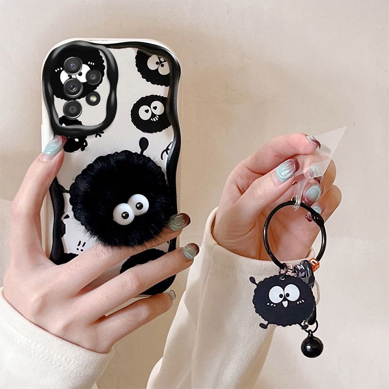 Cute 3D Plush Doll Phone Case for Samsung A05 A22A23 A54 A53 A52, Soft TPU Shockproof Cover with Lanyard