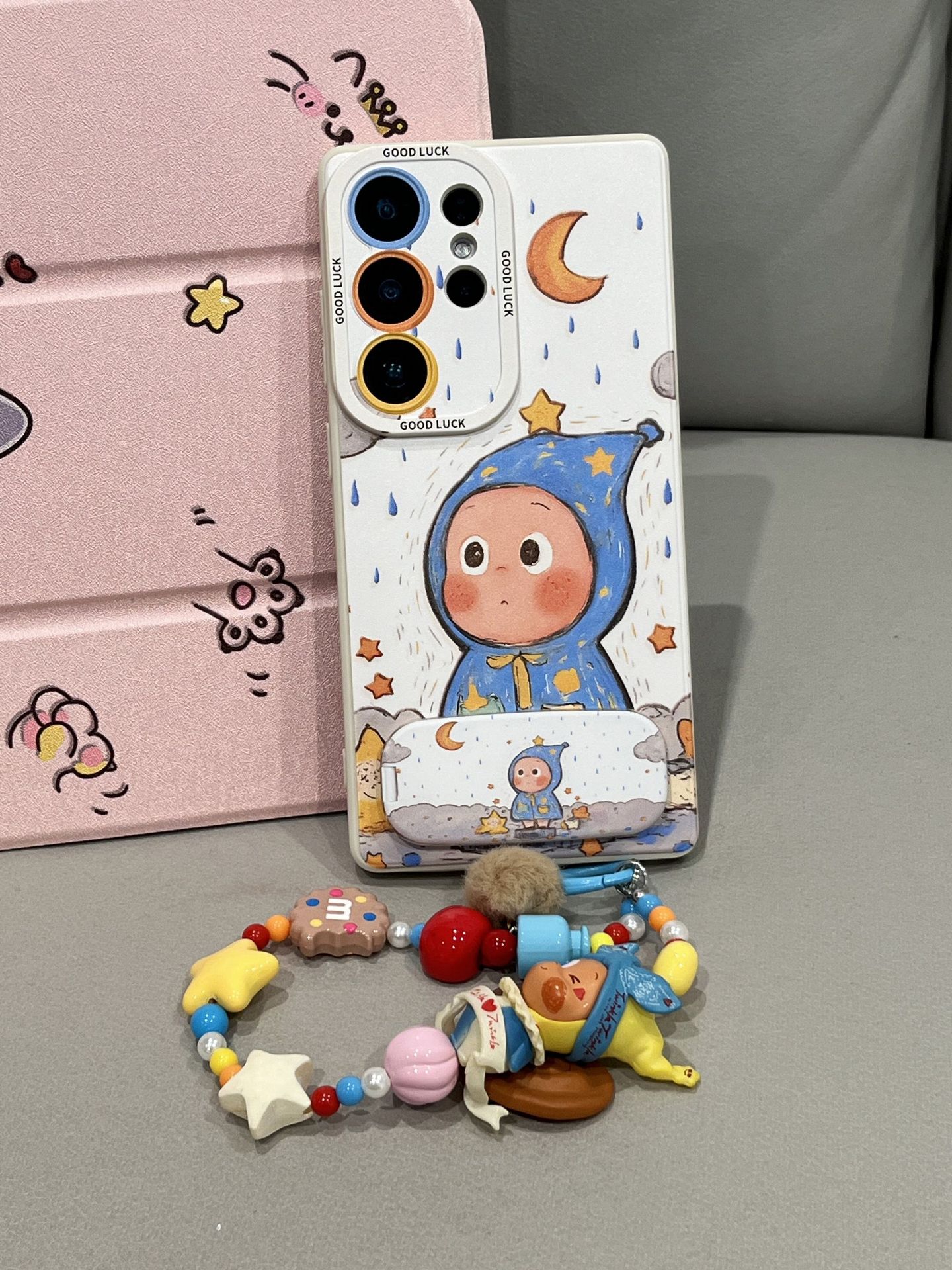 Samsung case ：Latest Cute Raincoat Doll Phone Case for Samsung Galaxy S26/S25/S24/S23/s22, Silicone Shockproof Cover with Optional Mirror Stand