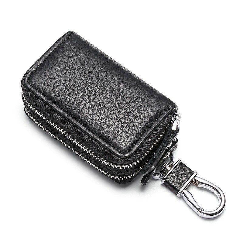 Men's Soft Leather Zipper Key Case, Portable Mini Car Key Holder Pouch， car key holder pouch, mini zipper key bag, portable key organizer