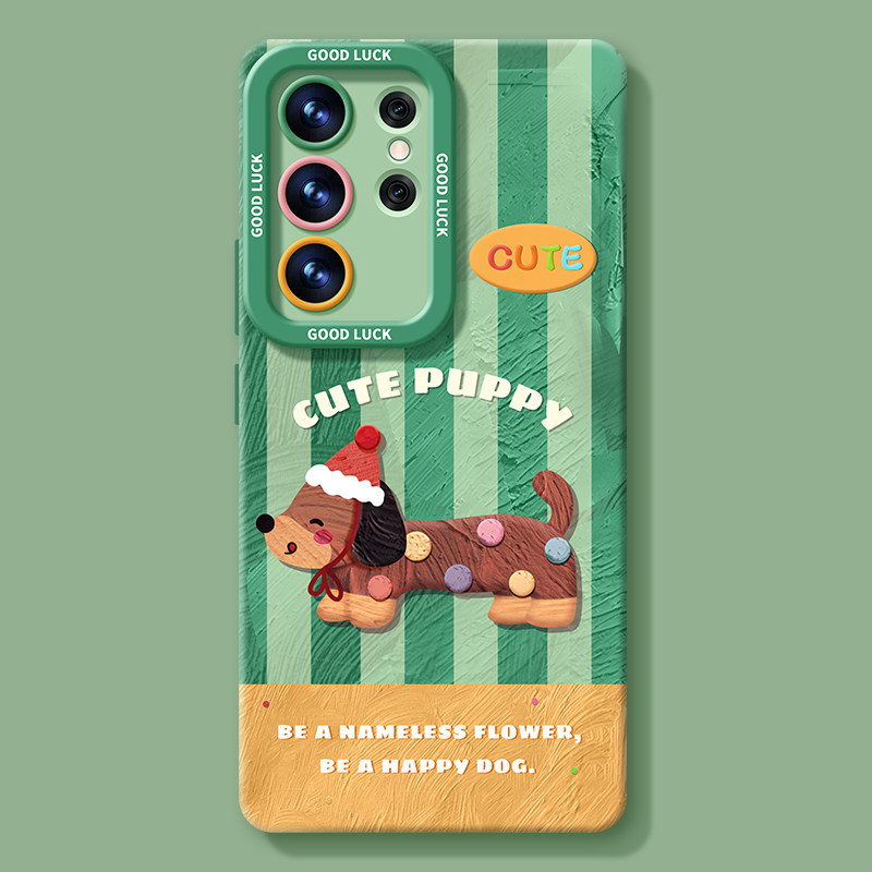 Samsung cover/case S26/S25/S24/S23/S22,Cute Dachshund Dog Silicone Phone Case For Samsung Galaxy S26/S25/S24/S23 Plus Ultra Shockproof Cover With Optional Chain