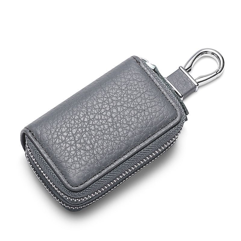 Men's Soft Leather Zipper Key Case, Portable Mini Car Key Holder Pouch， car key holder pouch, mini zipper key bag, portable key organizer