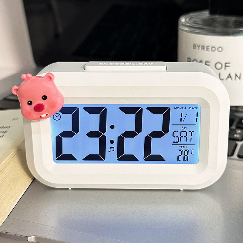 Hello Kitty Digital Alarm Clock, Multi-function LED Clock with Time/Date/Temperature Display for Students & Kids Bedroom