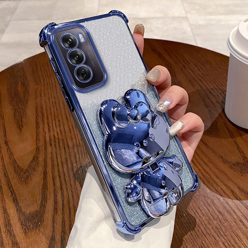 Infinix case:Cute Rabbit Stand Phone Case for infinix note60/spark40/40pro,Infinix Hot 60i/Hot 50 , Electroplated Glitter Shockproof Cover with Lens Protector, Magnetic Bracket