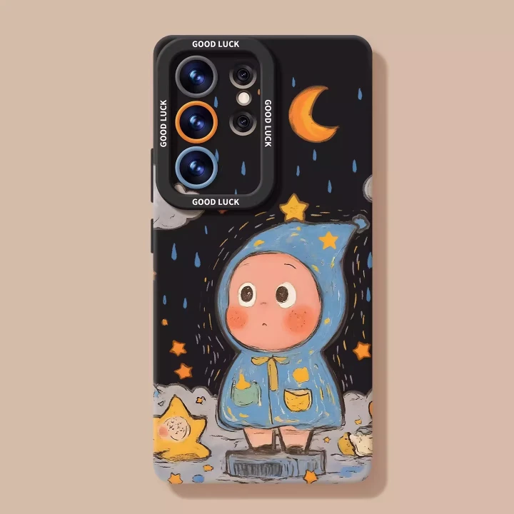 Samsung case ：Latest Cute Raincoat Doll Phone Case for Samsung Galaxy S26/S25/S24/S23/s22, Silicone Shockproof Cover with Optional Mirror Stand