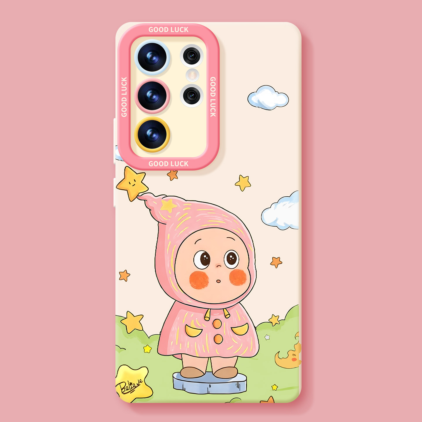 Samsung case ：Latest Cute Raincoat Doll Phone Case for Samsung Galaxy S26/S25/S24/S23/s22, Silicone Shockproof Cover with Optional Mirror Stand