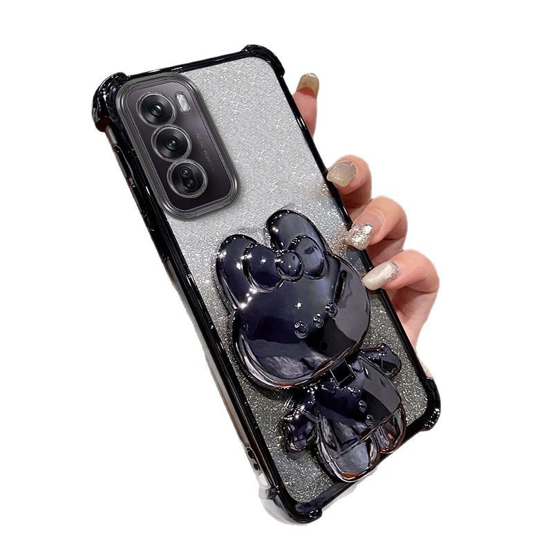 Infinix case:Cute Rabbit Stand Phone Case for infinix note60/spark40/40pro,Infinix Hot 60i/Hot 50 , Electroplated Glitter Shockproof Cover with Lens Protector, Magnetic Bracket
