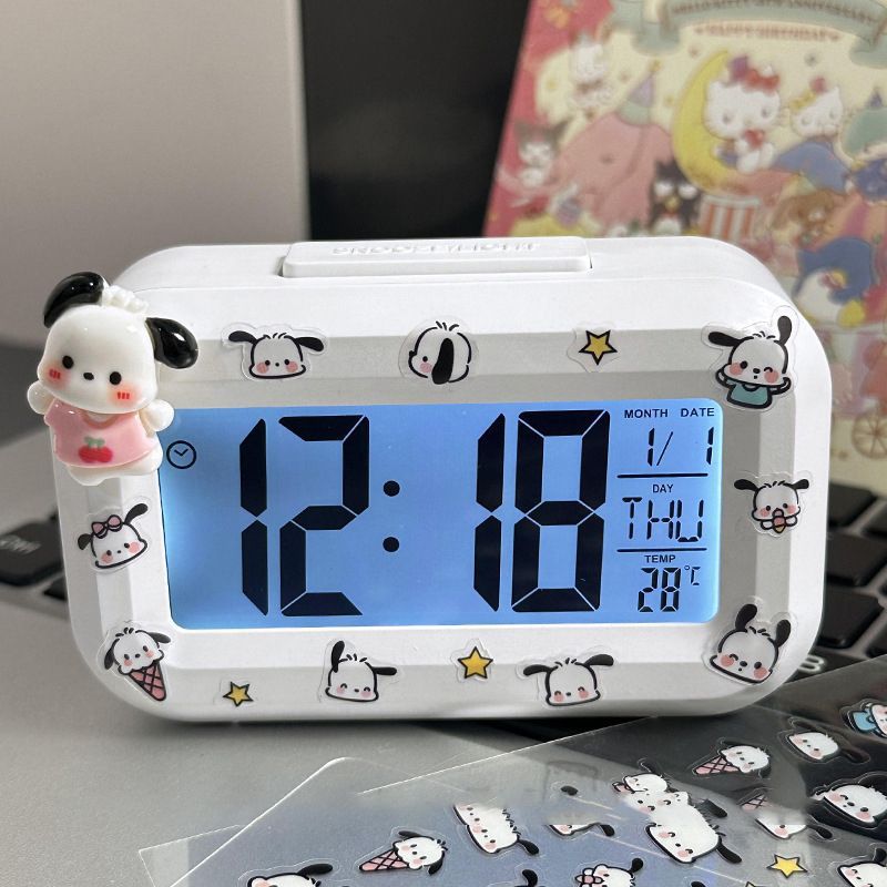 Hello Kitty Digital Alarm Clock, Multi-function LED Clock with Time/Date/Temperature Display for Students & Kids Bedroom