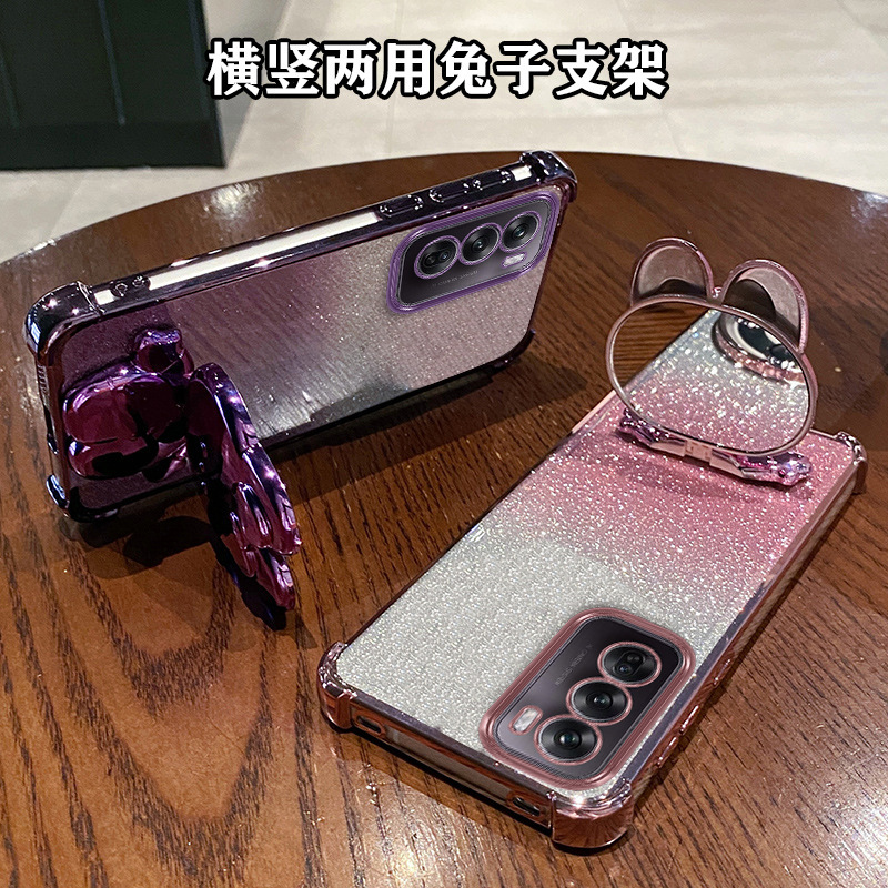 Infinix case:Cute Rabbit Stand Phone Case for infinix note60/spark40/40pro,Infinix Hot 60i/Hot 50 , Electroplated Glitter Shockproof Cover with Lens Protector, Magnetic Bracket