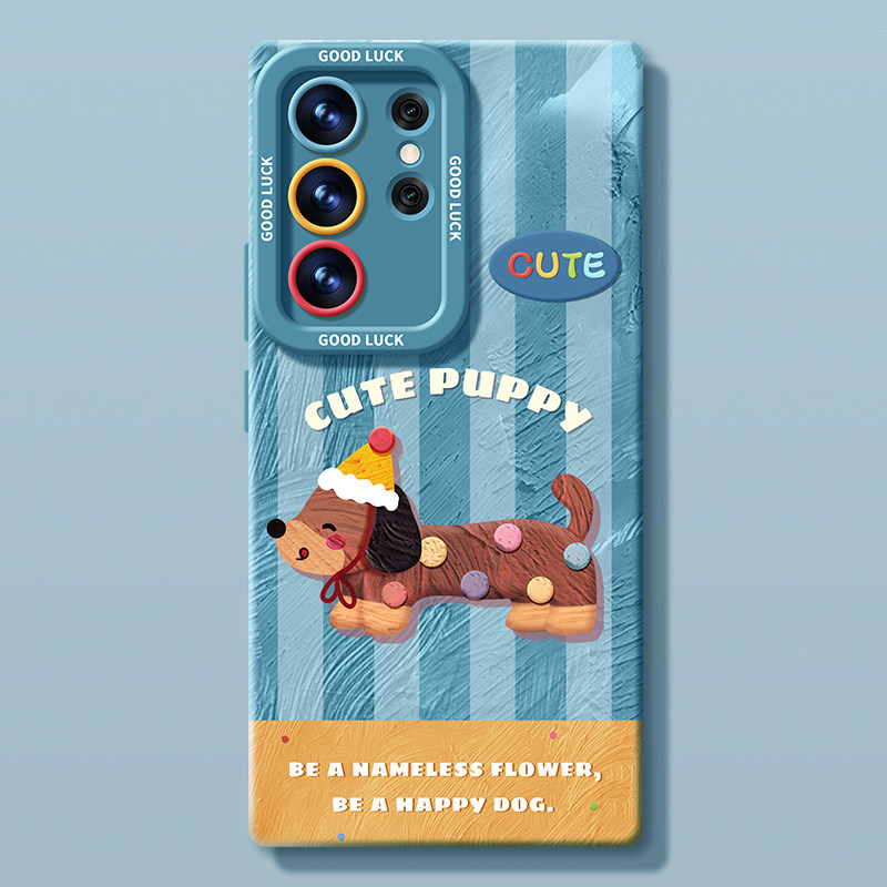 Samsung cover/case S26/S25/S24/S23/S22,Cute Dachshund Dog Silicone Phone Case For Samsung Galaxy S26/S25/S24/S23 Plus Ultra Shockproof Cover With Optional Chain