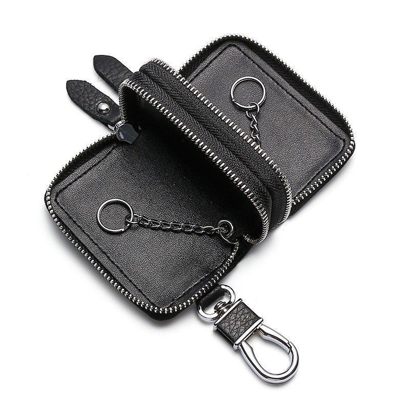 Men's Soft Leather Zipper Key Case, Portable Mini Car Key Holder Pouch， car key holder pouch, mini zipper key bag, portable key organizer