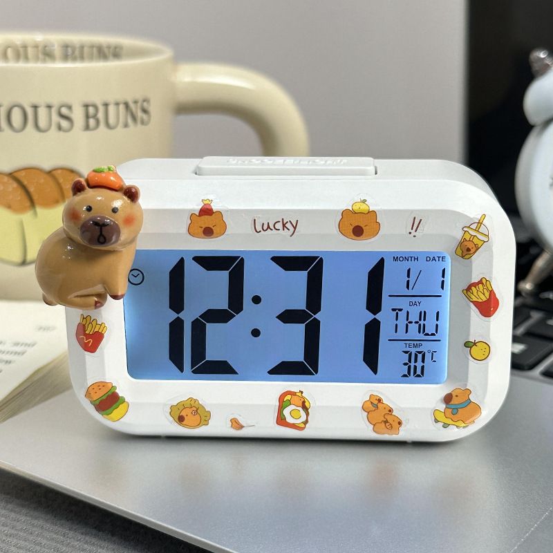 Hello Kitty Digital Alarm Clock, Multi-function LED Clock with Time/Date/Temperature Display for Students & Kids Bedroom