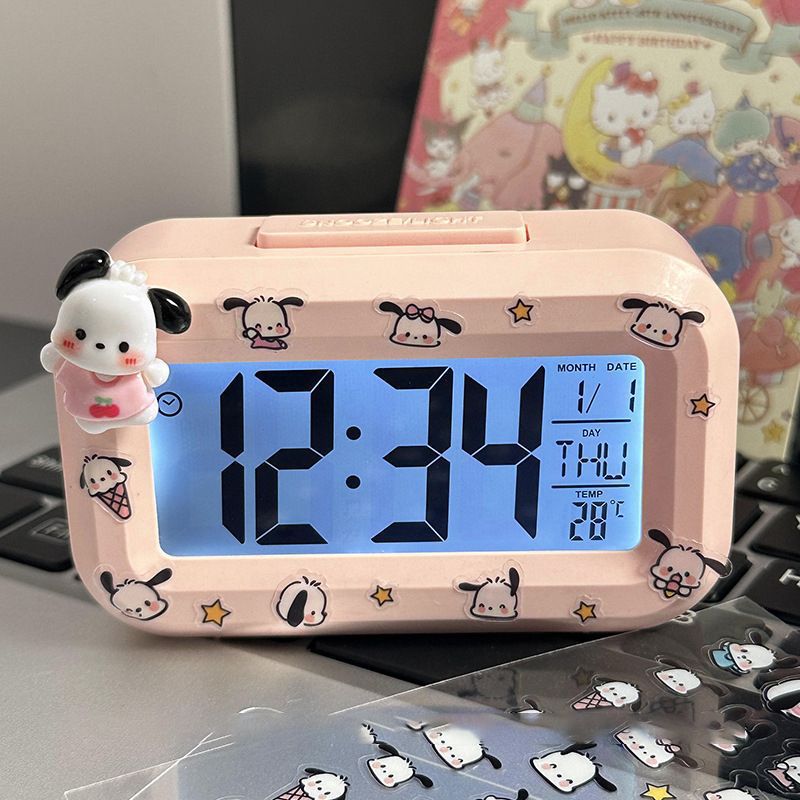 Hello Kitty Digital Alarm Clock, Multi-function LED Clock with Time/Date/Temperature Display for Students & Kids Bedroom