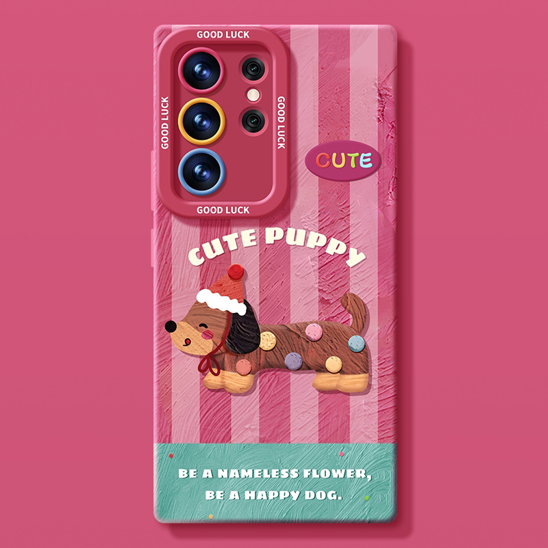 Samsung cover/case S26/S25/S24/S23/S22,Cute Dachshund Dog Silicone Phone Case For Samsung Galaxy S26/S25/S24/S23 Plus Ultra Shockproof Cover With Optional Chain