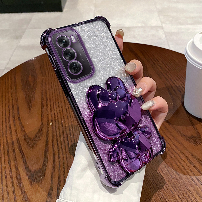 Infinix case:Cute Rabbit Stand Phone Case for infinix note60/spark40/40pro,Infinix Hot 60i/Hot 50 , Electroplated Glitter Shockproof Cover with Lens Protector, Magnetic Bracket