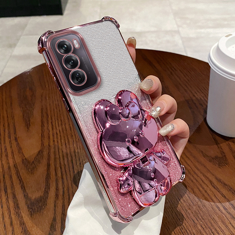 Infinix case:Cute Rabbit Stand Phone Case for infinix note60/spark40/40pro,Infinix Hot 60i/Hot 50 , Electroplated Glitter Shockproof Cover with Lens Protector, Magnetic Bracket