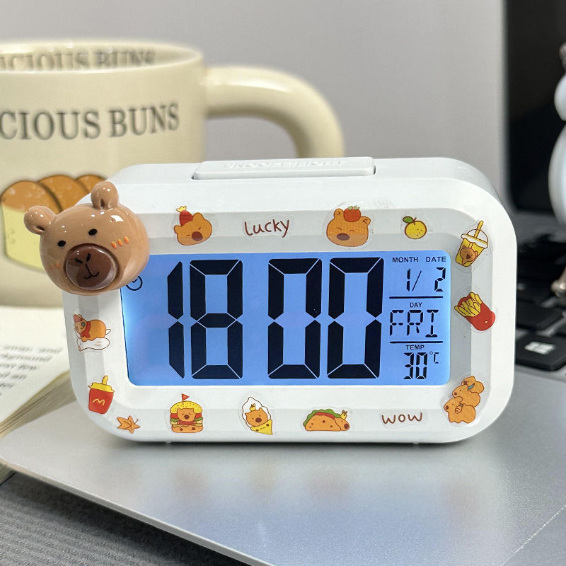 Hello Kitty Digital Alarm Clock, Multi-function LED Clock with Time/Date/Temperature Display for Students & Kids Bedroom