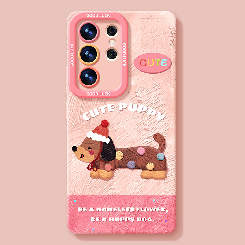 Samsung cover/case S26/S25/S24/S23/S22,Cute Dachshund Dog Silicone Phone Case For Samsung Galaxy S26/S25/S24/S23 Plus Ultra Shockproof Cover With Optional Chain