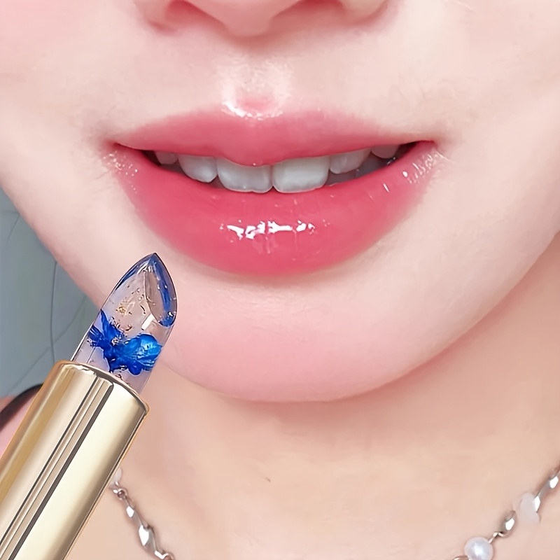 Pack of 2 Crystal Flower Jelly Lipstick, Color-Changing Lipstick, Long-Lasting Nourishing Lip Balm, Moisturizing Magic Temperature Color-Change Lip Gloss