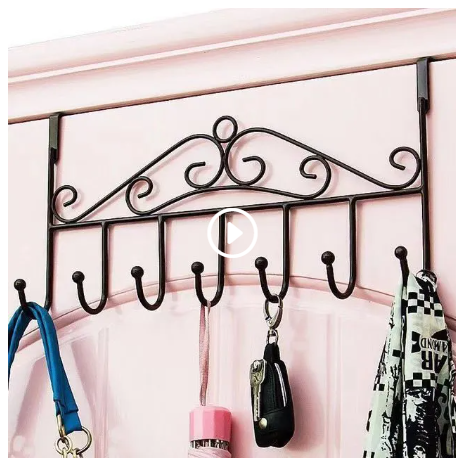 Over the Door Hanger Punch-free Clothes Hat Bag Hook for Kitchen Bathroom Towel Hook Key Holder Metal Hanger Bracket 7 Hooks