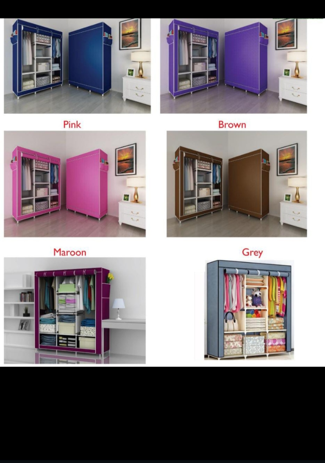 Portable 3 Column Wooden Wardrobe, Large Capacity