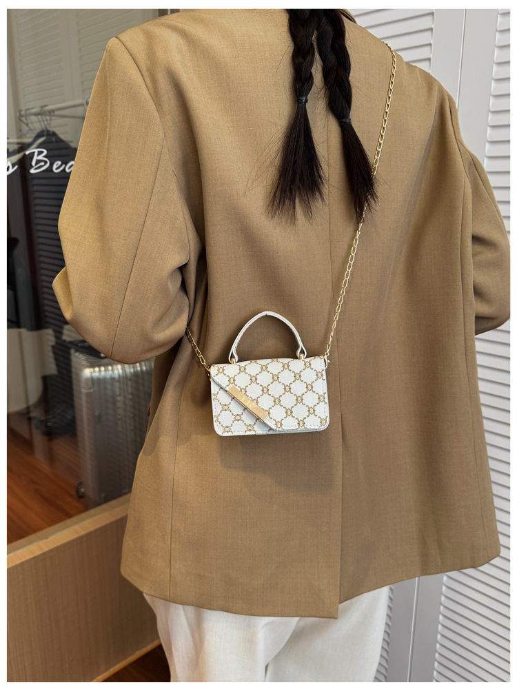 1Pc New 2026 Summer Vintage Printed Fashion Bag Texture Trendy Chain Crossbody Bag Shoulder Bag Handbag Square Bag For Women Daily Commute