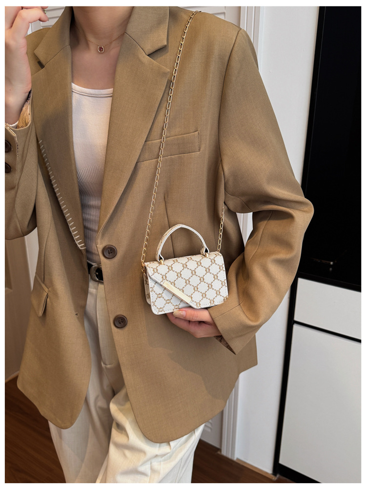 1Pc New 2026 Summer Vintage Printed Fashion Bag Texture Trendy Chain Crossbody Bag Shoulder Bag Handbag Square Bag For Women Daily Commute