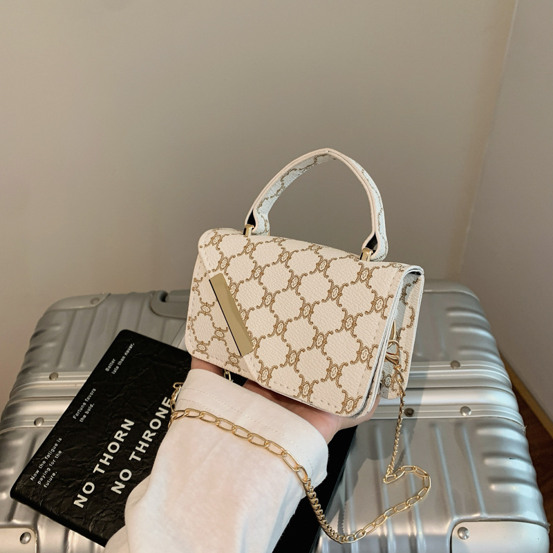 1Pc New 2026 Summer Vintage Printed Fashion Bag Texture Trendy Chain Crossbody Bag Shoulder Bag Handbag Square Bag For Women Daily Commute