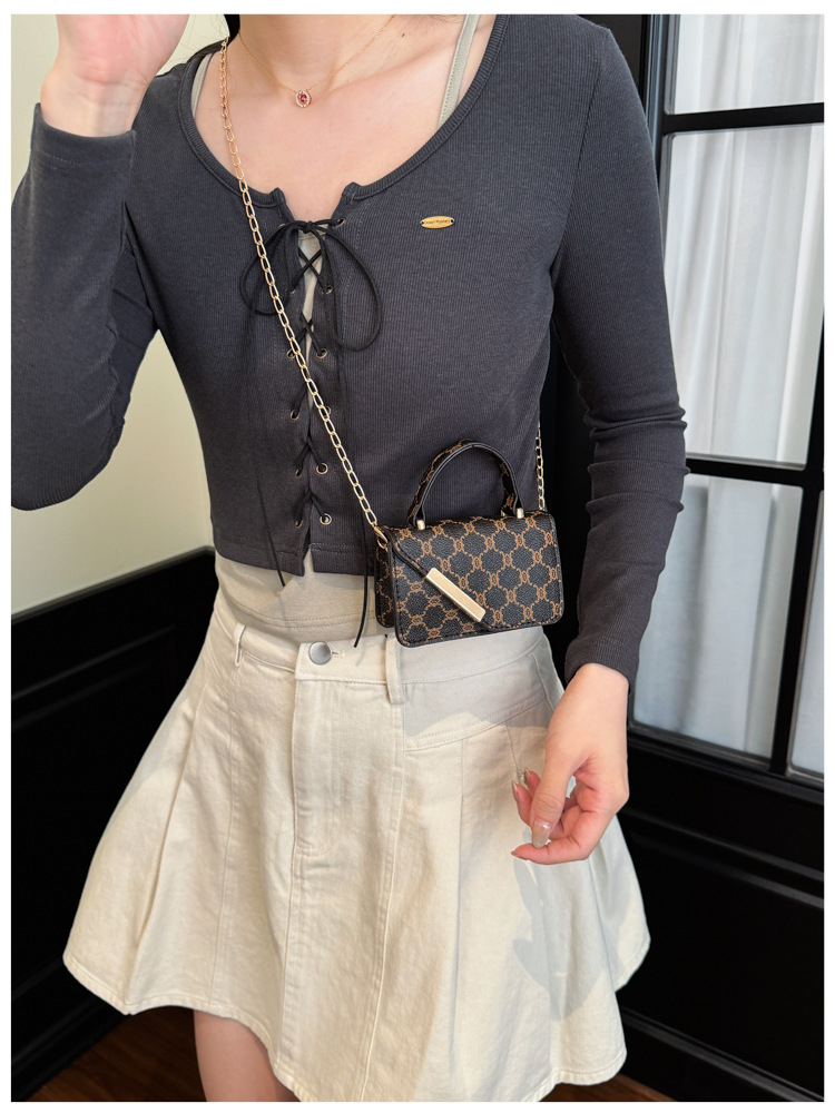 1Pc New 2026 Summer Vintage Printed Fashion Bag Texture Trendy Chain Crossbody Bag Shoulder Bag Handbag Square Bag For Women Daily Commute