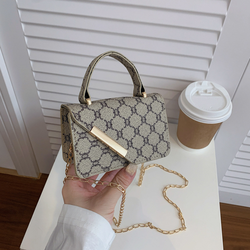 1Pc New 2026 Summer Vintage Printed Fashion Bag Texture Trendy Chain Crossbody Bag Shoulder Bag Handbag Square Bag For Women Daily Commute