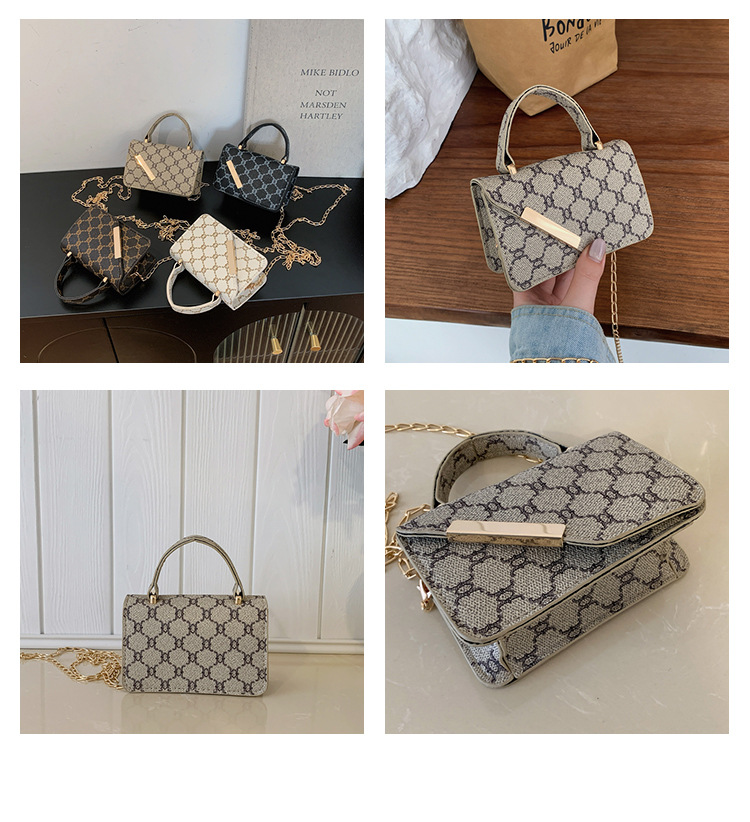 1Pc New 2026 Summer Vintage Printed Fashion Bag Texture Trendy Chain Crossbody Bag Shoulder Bag Handbag Square Bag For Women Daily Commute