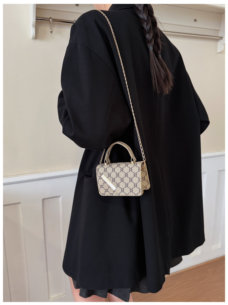 1Pc New 2026 Summer Vintage Printed Fashion Bag Texture Trendy Chain Crossbody Bag Shoulder Bag Handbag Square Bag For Women Daily Commute