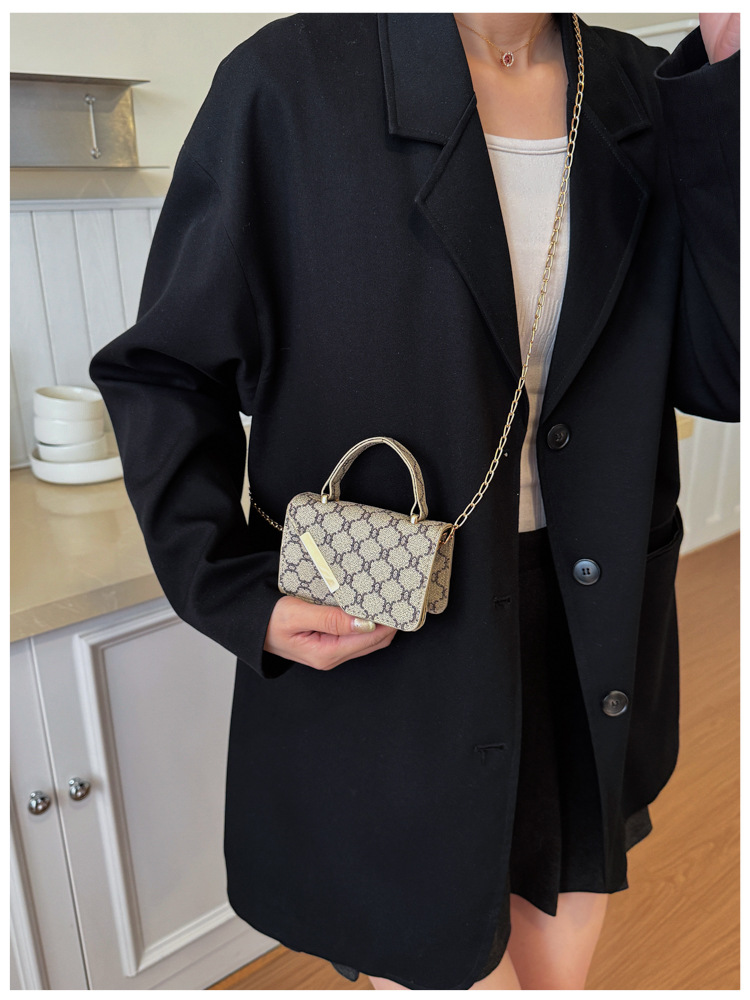 1Pc New 2026 Summer Vintage Printed Fashion Bag Texture Trendy Chain Crossbody Bag Shoulder Bag Handbag Square Bag For Women Daily Commute