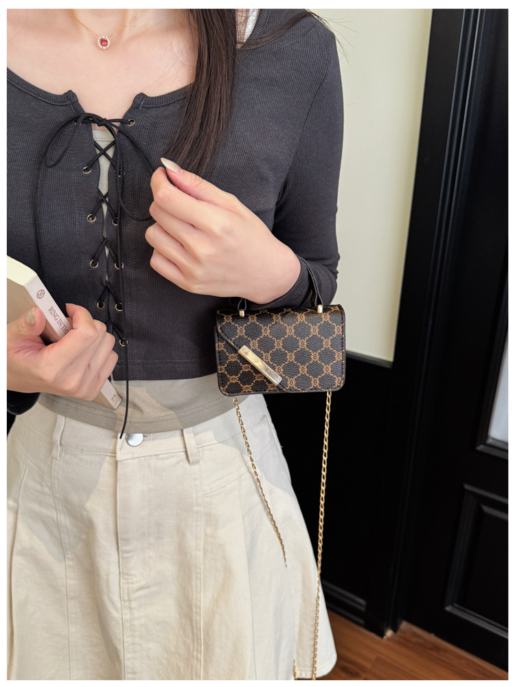 1Pc New 2026 Summer Vintage Printed Fashion Bag Texture Trendy Chain Crossbody Bag Shoulder Bag Handbag Square Bag For Women Daily Commute