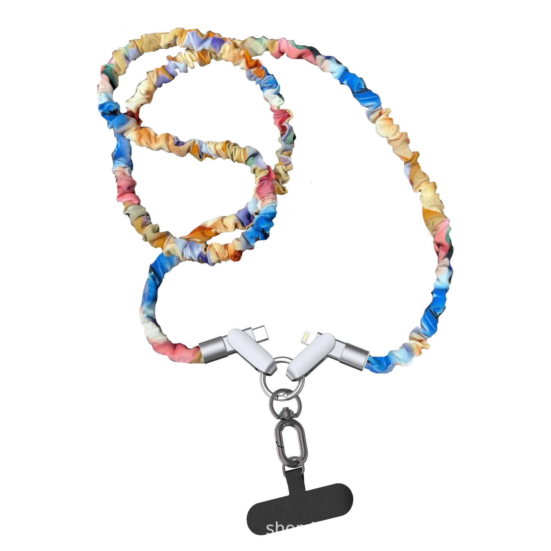 Lanyard USB Cable 2 in 1 PD Fast Charging Type-C Wrist Crossbody Phone Charger Braided Portable Data Line for Outdoor Daily Use