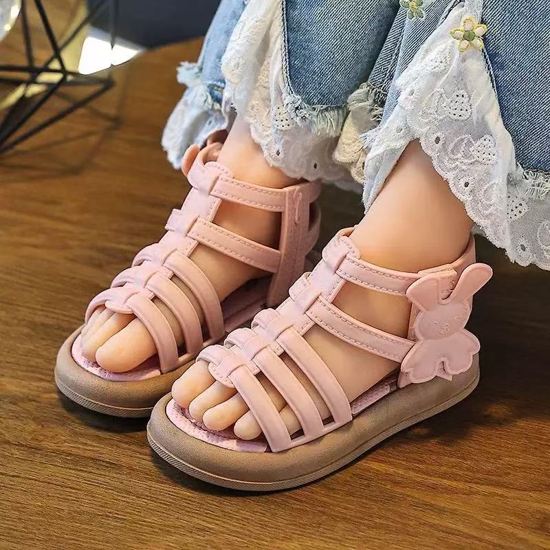 Children Sandals Girls Kids Roman Sandal Summer Soft Flat Heels