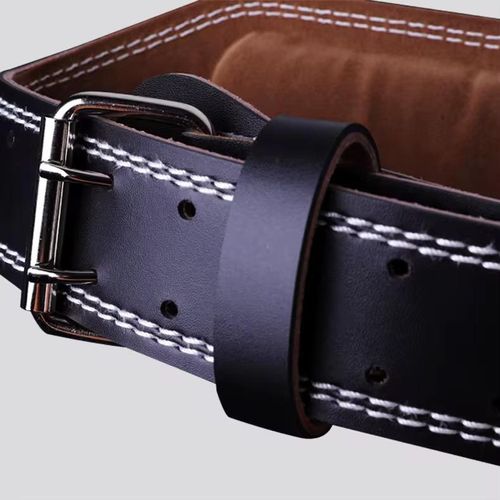 Premium Leather Weightlifting Exercise Belt Waist Support protection deep Squat Deadlift hard pull bench press Powerlifting Gym Belt Unisex Wide Wrap Training Weight Lifting Double Buckle
