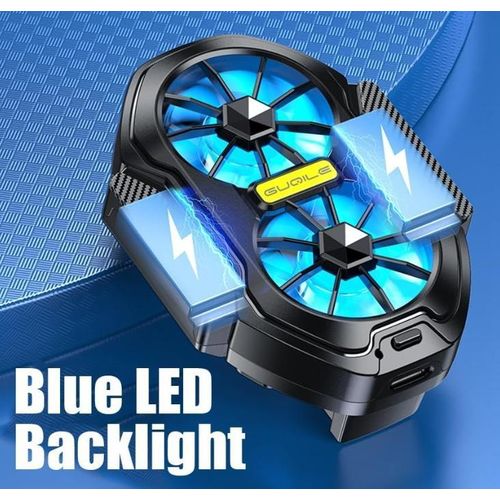 Dual-head Mobile Phone Cooler - LED Cooling Fan, 2-Speed, Portable, Compatible with Most Smartphones