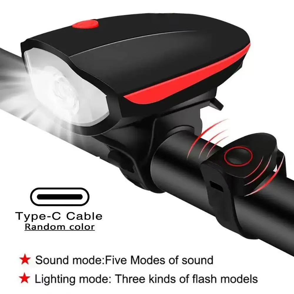 USB Waterproof LED Bicycle Light With One Hundred and Twenty dB Bicycle Bell, Front and Rear Light Set, Mountain Bike Headlight Bicycle