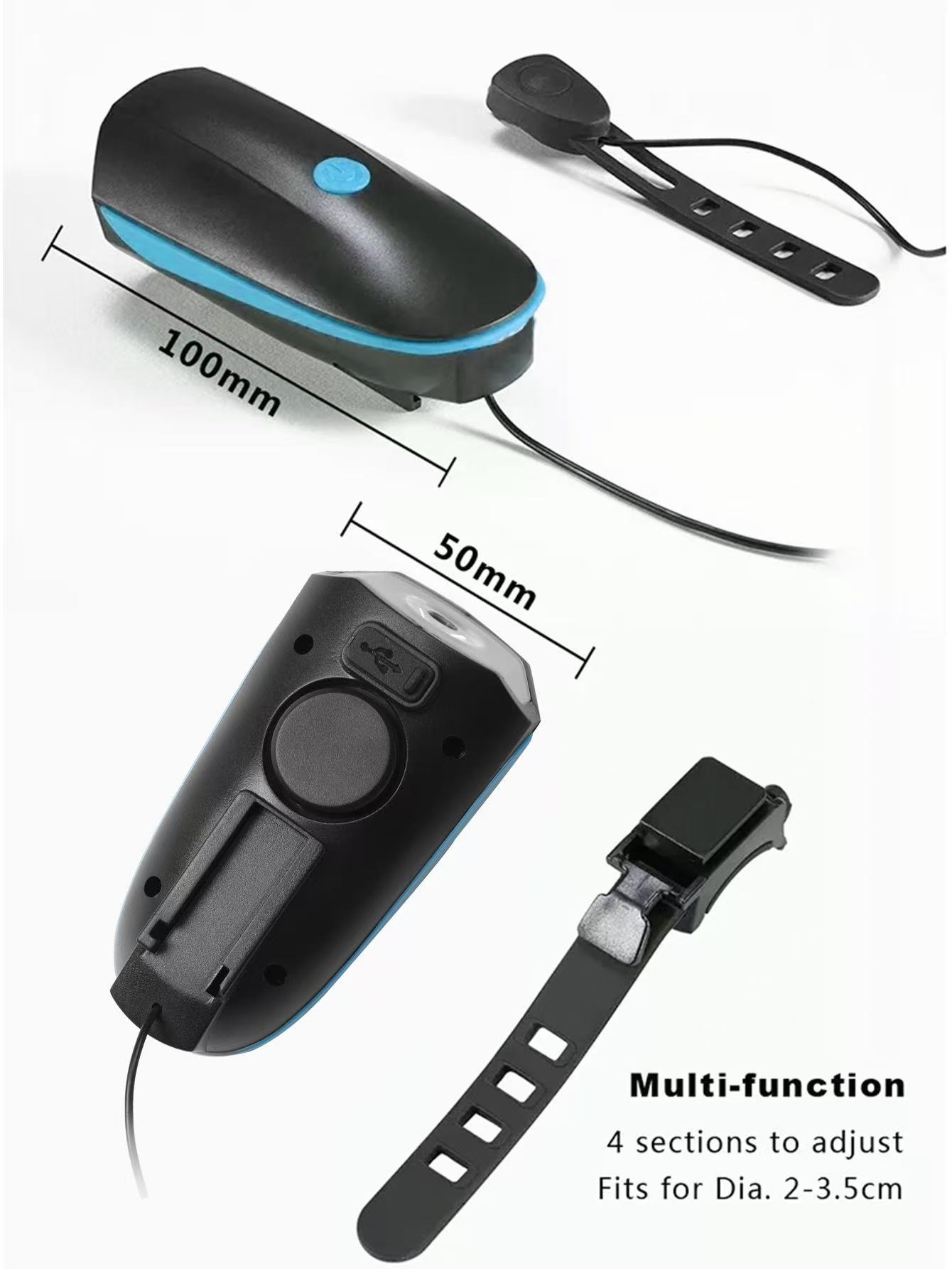 USB Waterproof LED Bicycle Light With One Hundred and Twenty dB Bicycle Bell, Front and Rear Light Set, Mountain Bike Headlight Bicycle