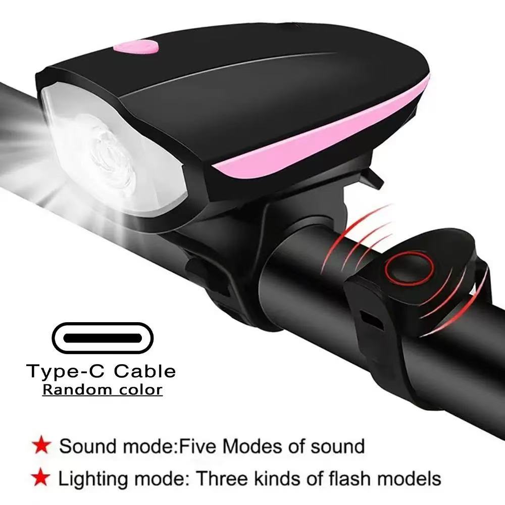 USB Waterproof LED Bicycle Light With One Hundred and Twenty dB Bicycle Bell, Front and Rear Light Set, Mountain Bike Headlight Bicycle