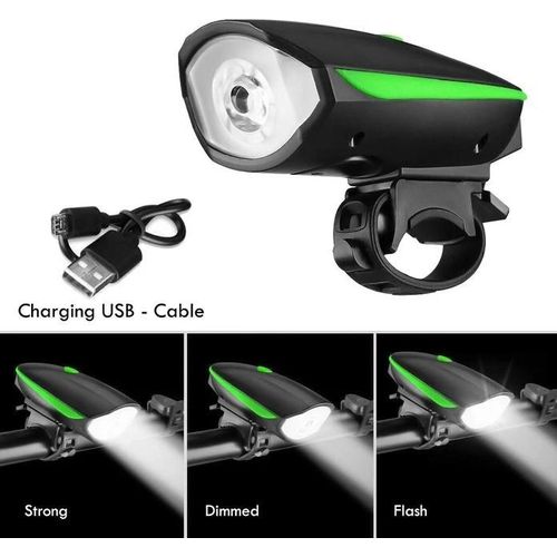 USB Waterproof LED Bicycle Light With One Hundred and Twenty dB Bicycle Bell, Front and Rear Light Set, Mountain Bike Headlight Bicycle