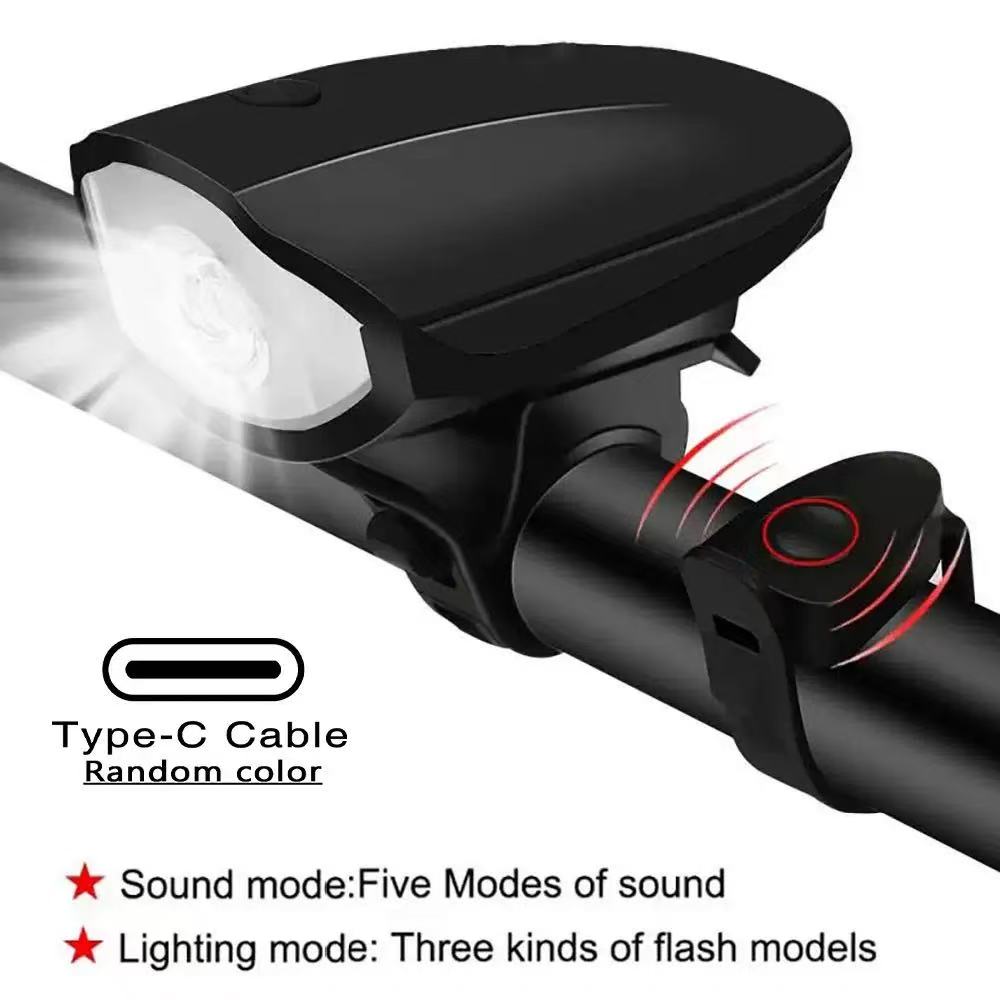 USB Waterproof LED Bicycle Light With One Hundred and Twenty dB Bicycle Bell, Front and Rear Light Set, Mountain Bike Headlight Bicycle