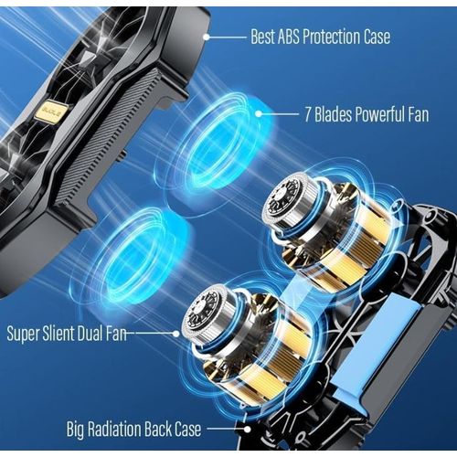 Dual-head Mobile Phone Cooler - LED Cooling Fan, 2-Speed, Portable, Compatible with Most Smartphones