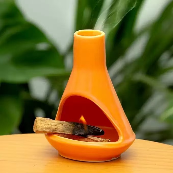 Ceramic Mini Chiminea Incense Burner – Zen Home Decor with Ash Catcher