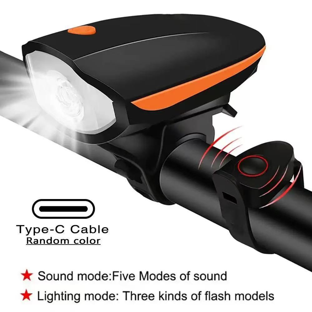 USB Waterproof LED Bicycle Light With One Hundred and Twenty dB Bicycle Bell, Front and Rear Light Set, Mountain Bike Headlight Bicycle