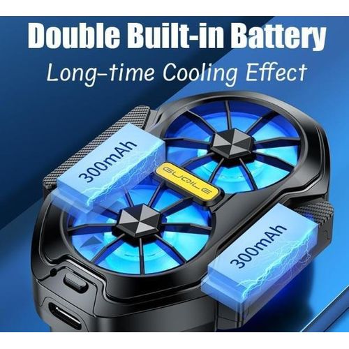 Dual-head Mobile Phone Cooler - LED Cooling Fan, 2-Speed, Portable, Compatible with Most Smartphones