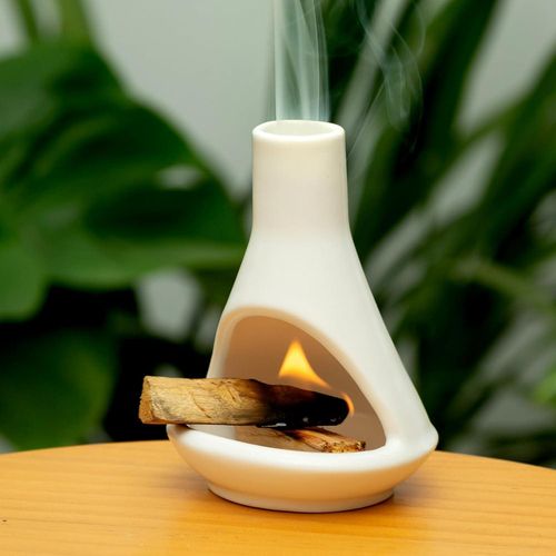 Ceramic Mini Chiminea Incense Burner – Zen Home Decor with Ash Catcher