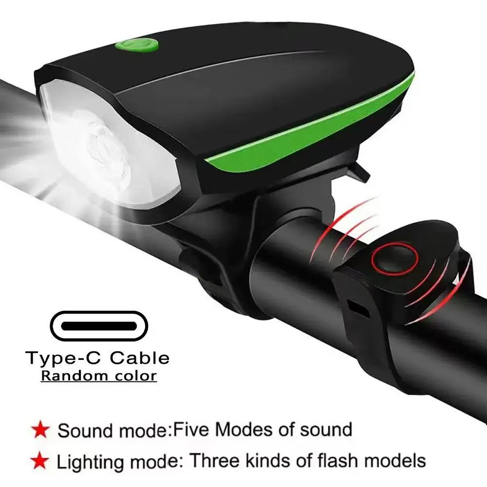 USB Waterproof LED Bicycle Light With One Hundred and Twenty dB Bicycle Bell, Front and Rear Light Set, Mountain Bike Headlight Bicycle