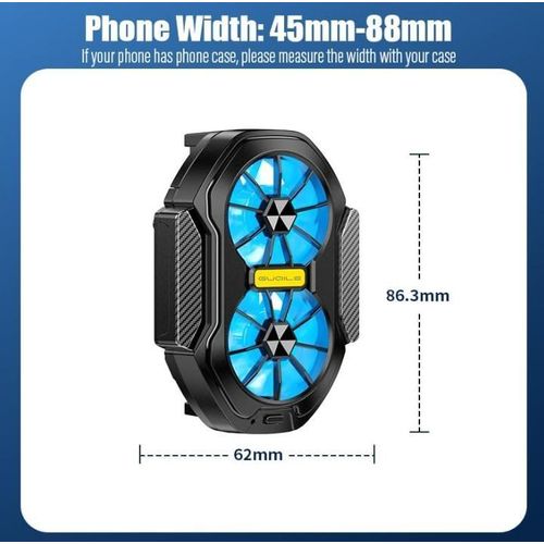 Dual-head Mobile Phone Cooler - LED Cooling Fan, 2-Speed, Portable, Compatible with Most Smartphones
