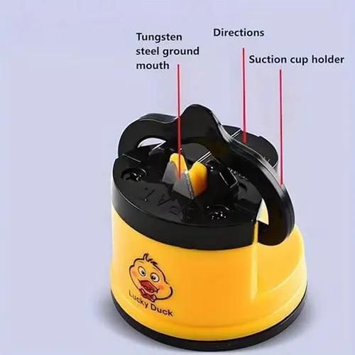 Hands-Free Knife Sharpener with Suction Cup - Portable Tungsten Carbide Quick Sharpening Tool, Sleek Metallic Finish, Sturdy Construction
